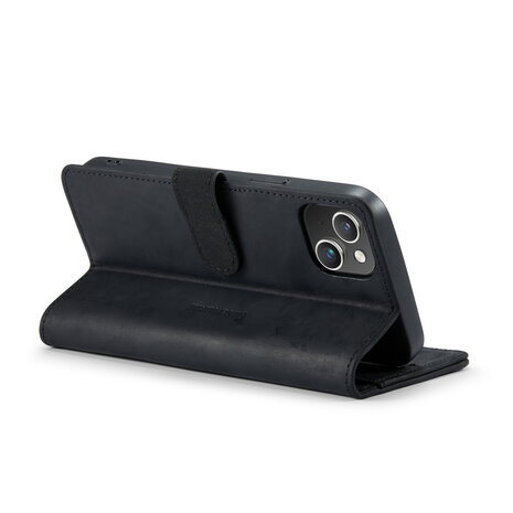 iPhone 15 Zwart - Lederen Book Case