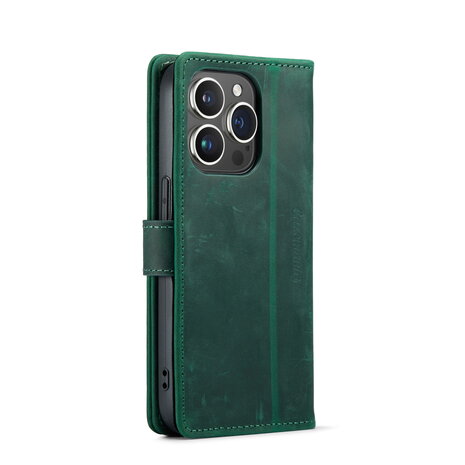iPhone 14 Pro Groen - Lederen Book Case