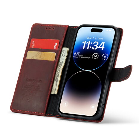 iPhone 15 Pro Max Rood - Lederen Book Case