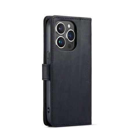 iPhone 14 Pro Zwart - Lederen Book Case