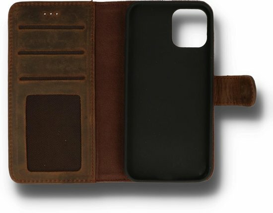 iPhone 12 Pro Max Donker Bruin  - Lederen Book Case