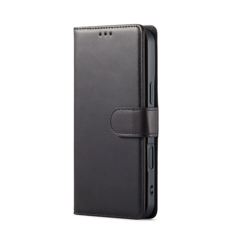 iPhone 16 Plus - Zwart - Lederen Book Case