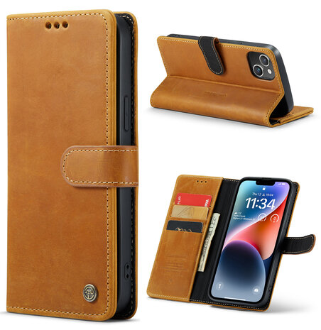 iPhone 14 Bruin - Lederen Book Case