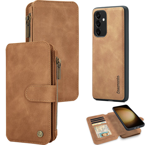 Samsung A15 - Sienna Brown - 2 in 1 Book Case met Rits