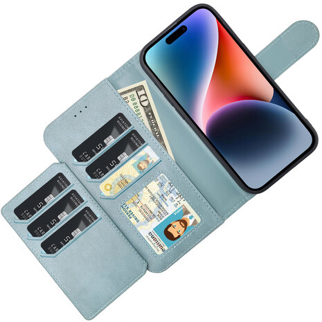 Samsung A15 - Licht Blauw - 2 in 1 HQ Book Case met Extra Vakken