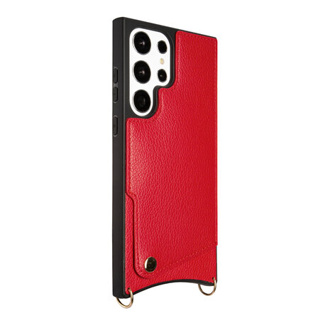 Samsung S23 Ultra Rood - Back Cover met Bandje