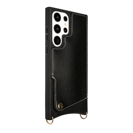 Samsung S23 Ultra Zwart - Back Cover met Bandje