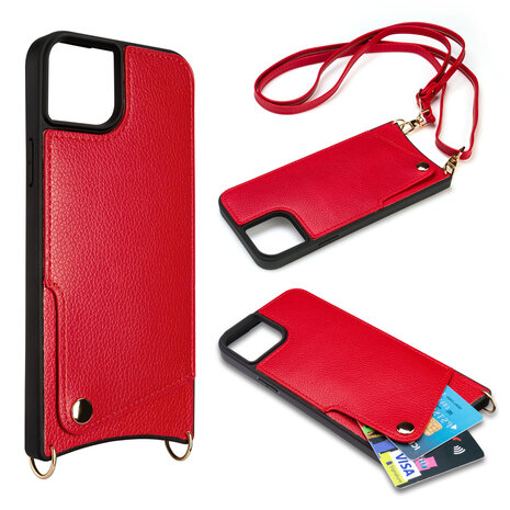 iPhone 15 Plus Rood - Back Cover met Bandje