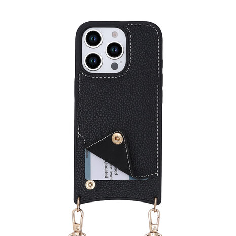 iPhone 16 Pro Max - Zwart - Back Cover met Bandje
