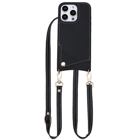 iPhone 16 Pro - Zwart - Back Cover met Bandje