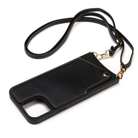 iPhone 15 Plus Zwart - Back Cover met Bandje