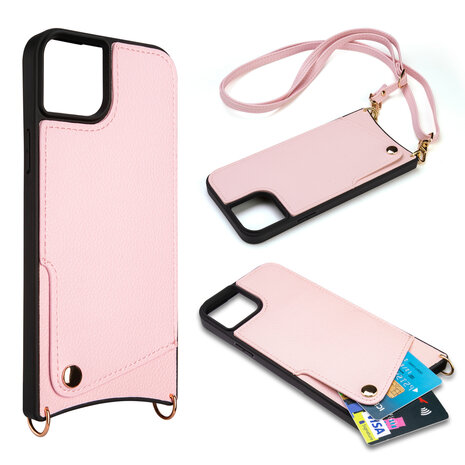 iPhone 15 Roze - Back Cover met Bandje