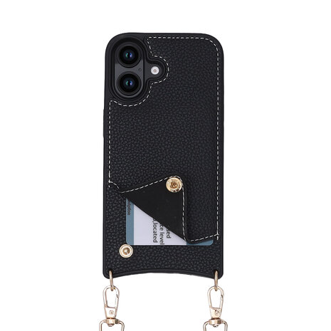 iPhone 16 Plus - Zwart - Back Cover met Bandje