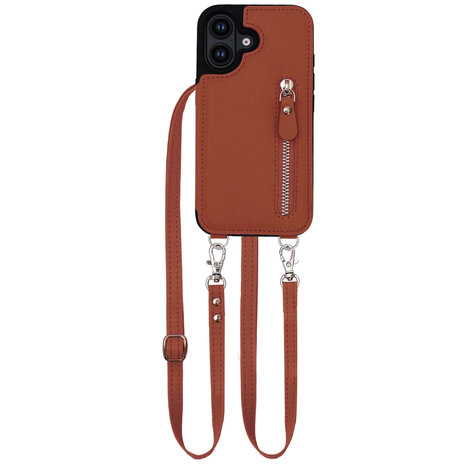iPhone 16 - Bruin - Back Cover met Koord