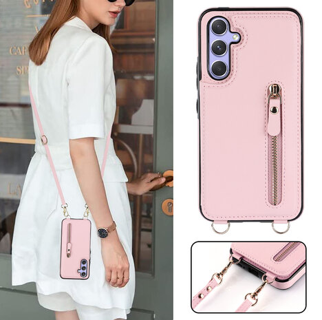 iPhone 16 Pro Max - Roze - Back Cover met Koord