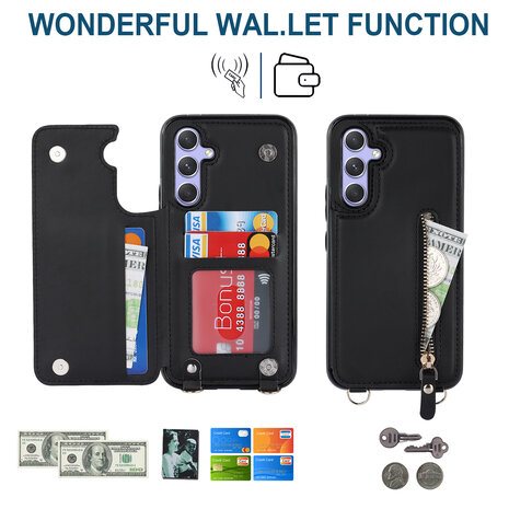 Samsung A15 - Zwart - Back Cover met Koord