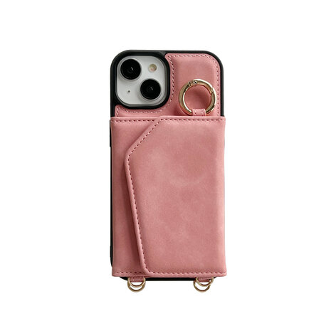iPhone 16 - Pale Pink - 2 in 1 MagSafe Wallet Case met Koord