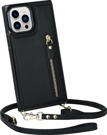 iPhone 14 Pro Zwart - Back Cover met Koord