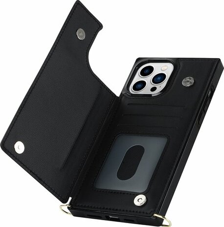 iPhone 14 Pro Zwart - Back Cover met Koord