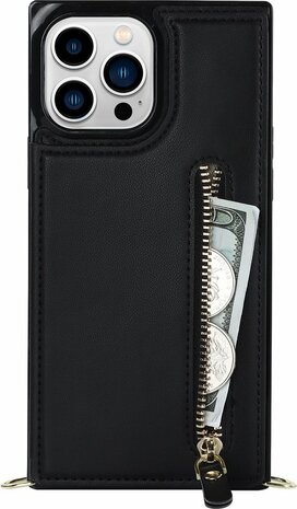 iPhone 14 Pro Zwart - Back Cover met Koord