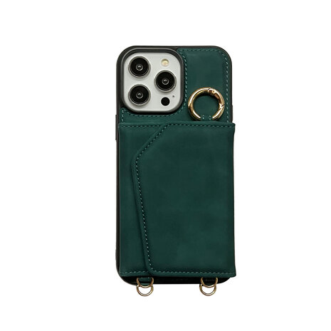 iPhone 16 Pro Max - Emerald Green - 2 in 1 MagSafe Wallet Case met Koord