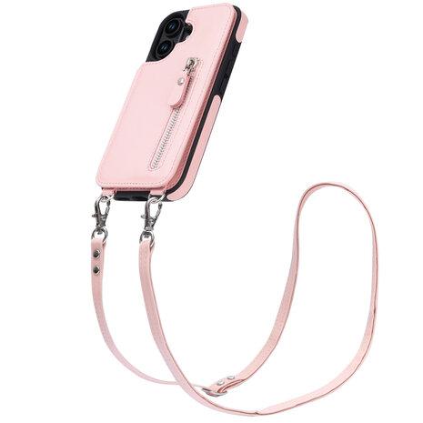 iPhone 16 Plus - Roze - Back Cover met Koord