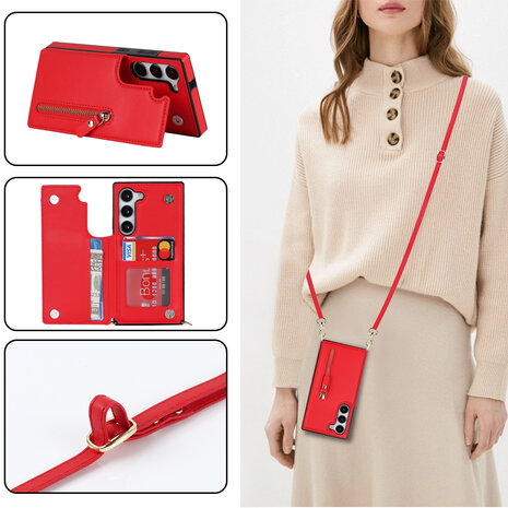 Samsung S23 Rood - Back Cover met Koord