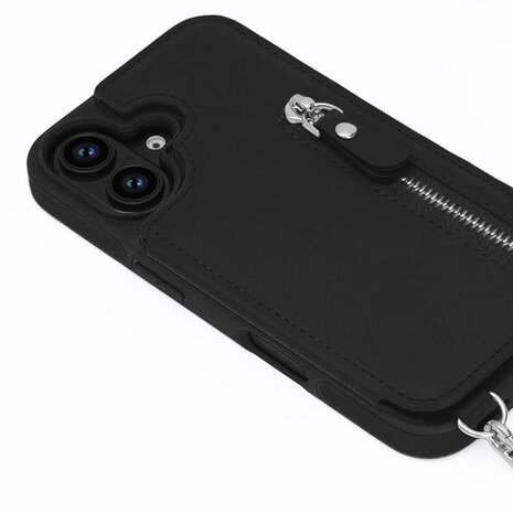 iPhone 16 - Zwart - Back Cover met Koord