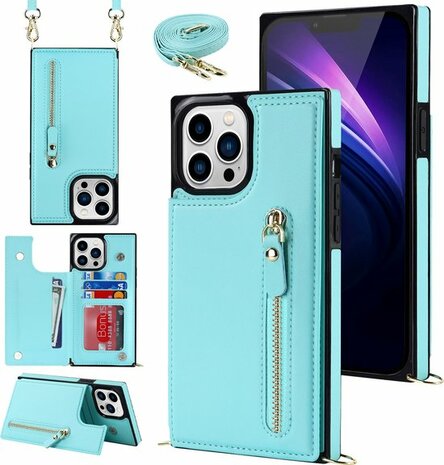iPhone 14 Pro Max Turquoise - Back Cover met Koord
