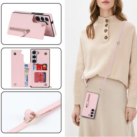 Samsung S23 Roze - Back Cover met Koord