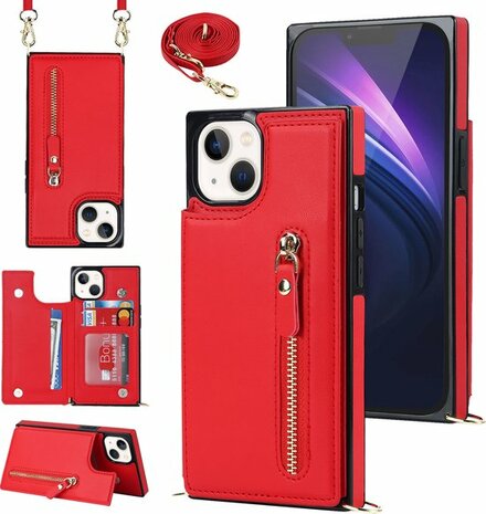 iPhone 15 Rood - Back Cover met Koord