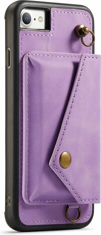 iPhone 7, 8 &amp; SE 2020 Bright Lila - Back Cover met Koord