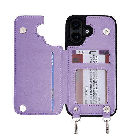 iPhone 16 Plus - Paars - Back Cover met Koord