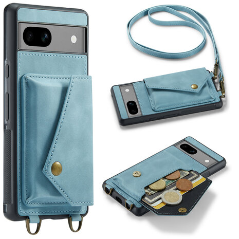 Pixel 7A Aqua Blue - Back Cover met Koord
