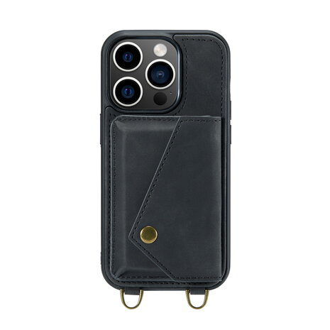 iPhone 14 Pro Charcoal Gray - Back Cover met Koord
