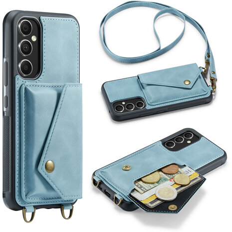 Samsung A54 Aqua Blue - Back Cover met Koord