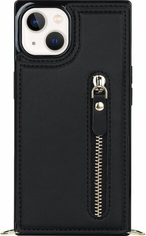 iPhone 14 Zwart - Back Cover met Koord