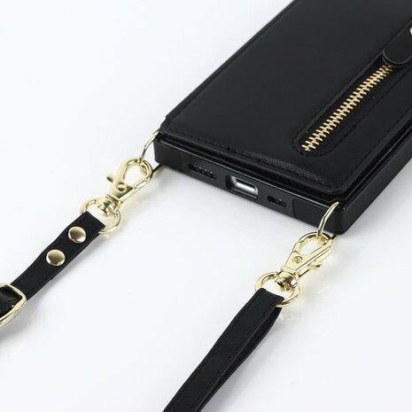 iPhone 14 Zwart - Back Cover met Koord