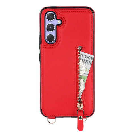 Samsung A14 Rood - Back Cover met Koord