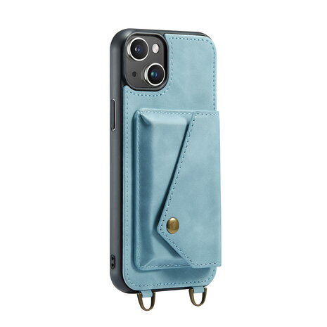 iPhone 15 Aqua Blue - Back Cover met Koord