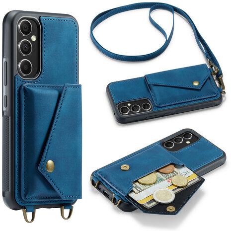 Samsung A14 Navy Blue - Back Cover met Koord