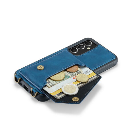 Samsung A14 Navy Blue - Back Cover met Koord