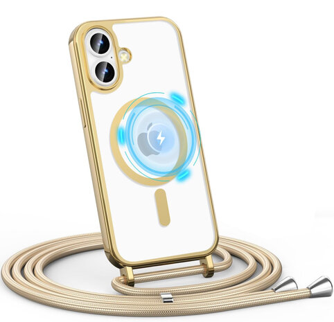 iPhone 16 Plus - MagSafe TPU met Koord - Goud