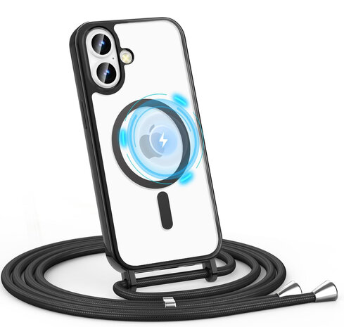 iPhone 16 Plus - MagSafe TPU met Koord - Zwart