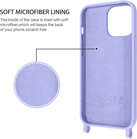 iPhone 14 Pro Max Paars - TPU Back Cover met Koord