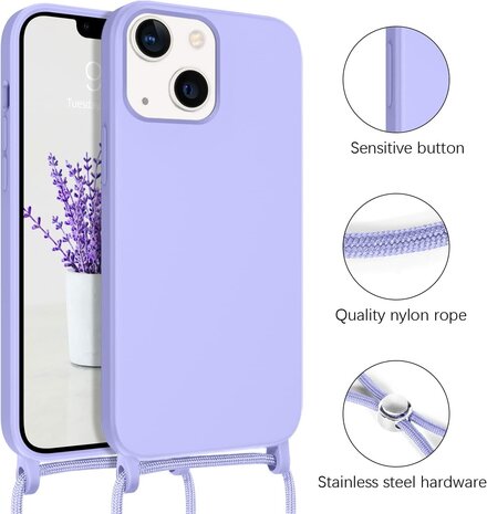 iPhone 14 Pro Max Paars - TPU Back Cover met Koord