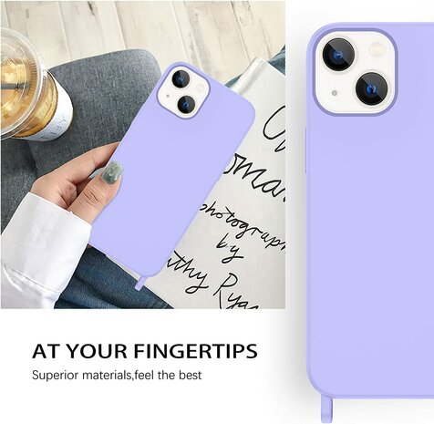 iPhone 14 Pro Max Paars - TPU Back Cover met Koord