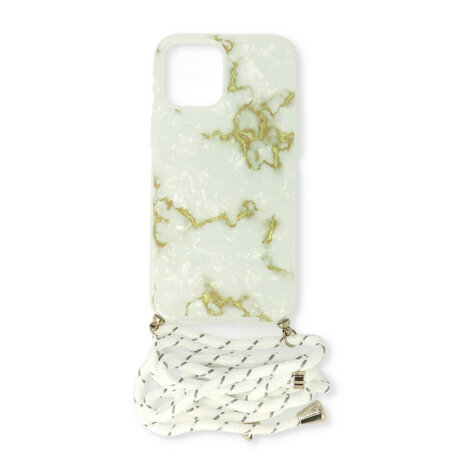 iPhone 11 Pro Max Wit - TPU Back Cover met Koord