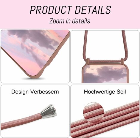 Samsung A14 Roze - TPU Back Cover met Koord
