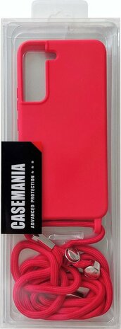 Samsung S22 Rood - TPU Back Cover met Koord